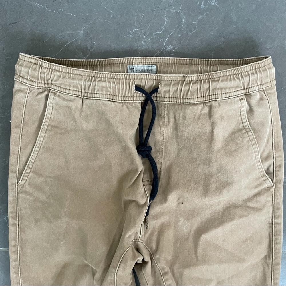 CHARLES AND A HALF Tan Mens Twill Jogger Pants Men Small